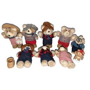 Lot Vintage 1986 8" Wendy's  Furskins Plush Bears Dudley Sheriff Jedgar Boone